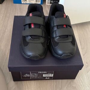 Prada Black Sneakers with Red Detail
